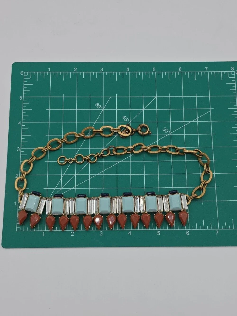 J. Crew Gold-Tone Necklace with Mint, Coral and Navy Accents